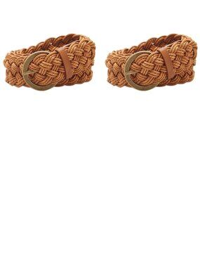 Pack of 2 Wet Seal 1.75" French Braided Belt (Cognac), Small
